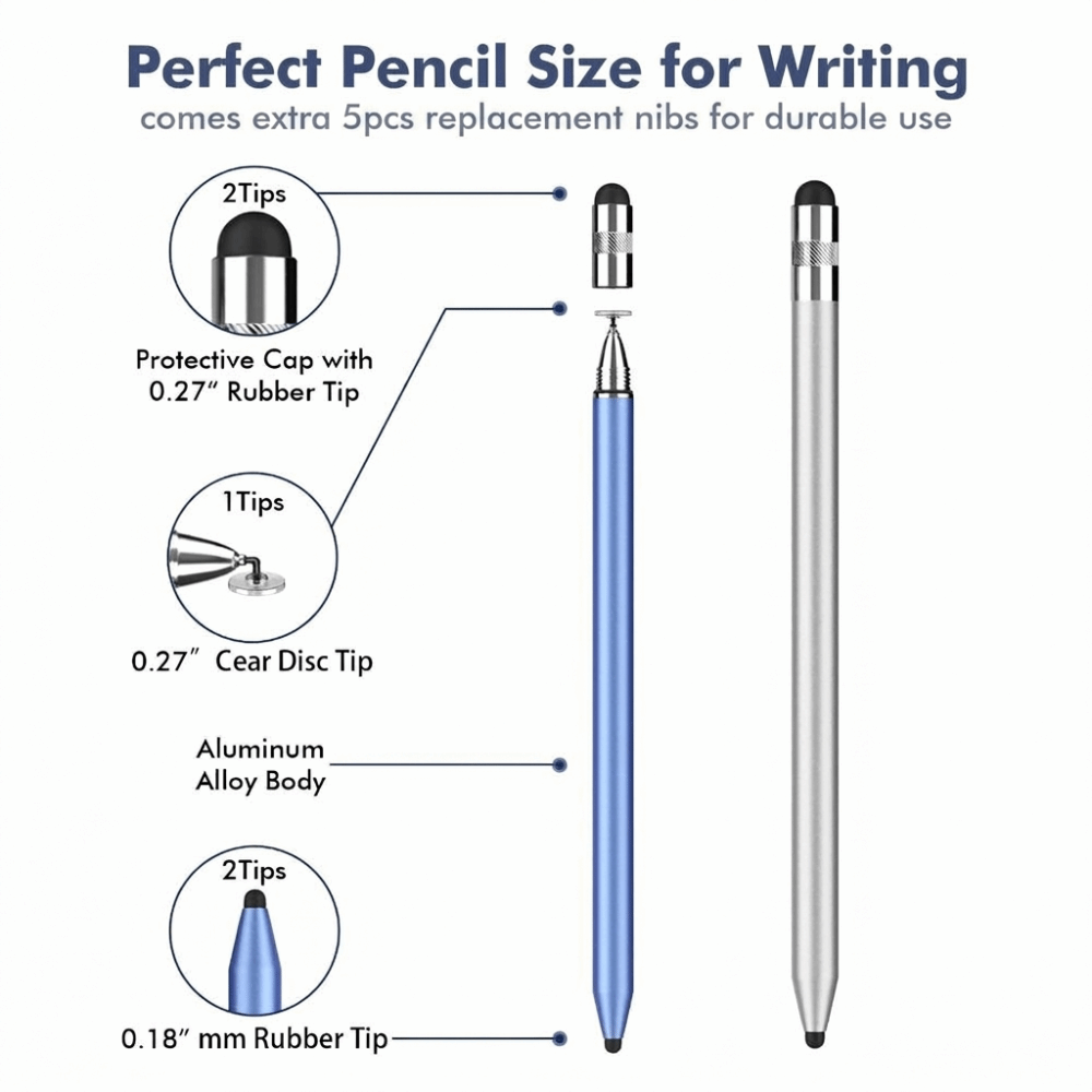 Portable Professional 3-in-1 Stylus Pen High Sensitivity Metal Touch Screen Pen No Bluetooth Universal Capacitive Touch Pencil
