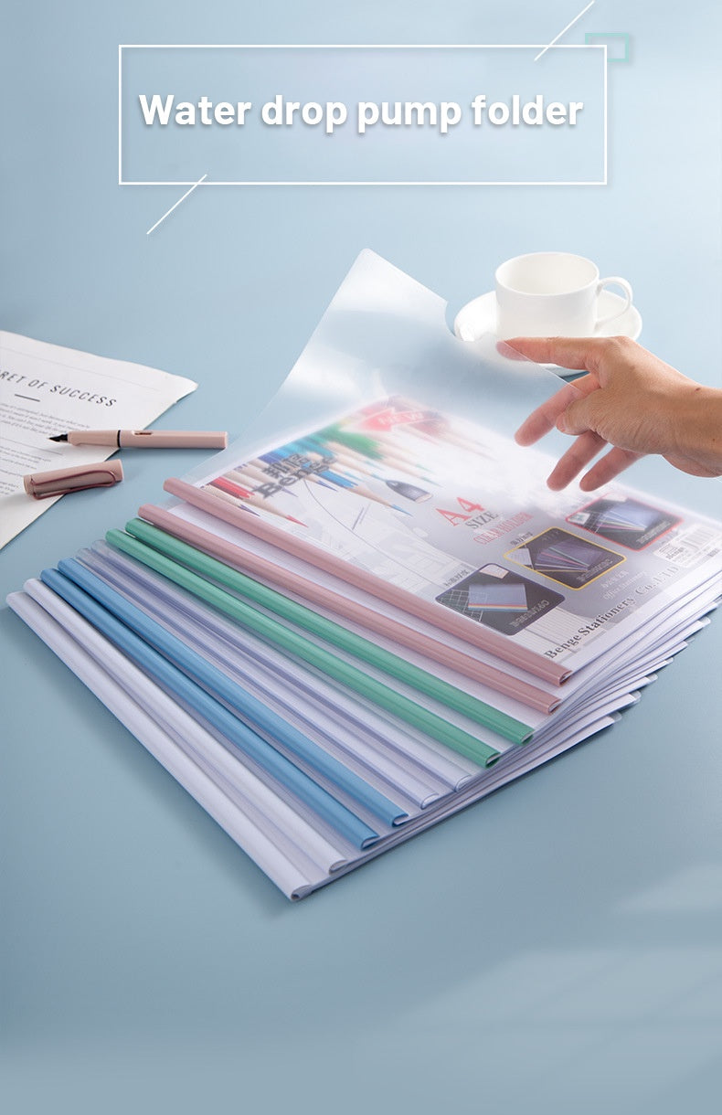 5pc/set A4 Transparent Folder Thickened Plastic Folder File Waterproof Test Paper Storage Bag Office Document Classification Bag