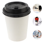 50pcs Disposable Coffee Cups Insulation Takeaway Double-Layer European Style Simplicity Paper Cup With Lid (8/12oz, 280/350ml)