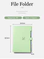 A4 Organ Folder 5 Layers Macaron Colors File Manager Storage Simple Folder for Student School and Office Stationery Supplies