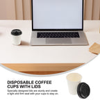 50pcs Disposable Coffee Cups Insulation Takeaway Double-Layer European Style Simplicity Paper Cup With Lid (8/12oz, 280/350ml)