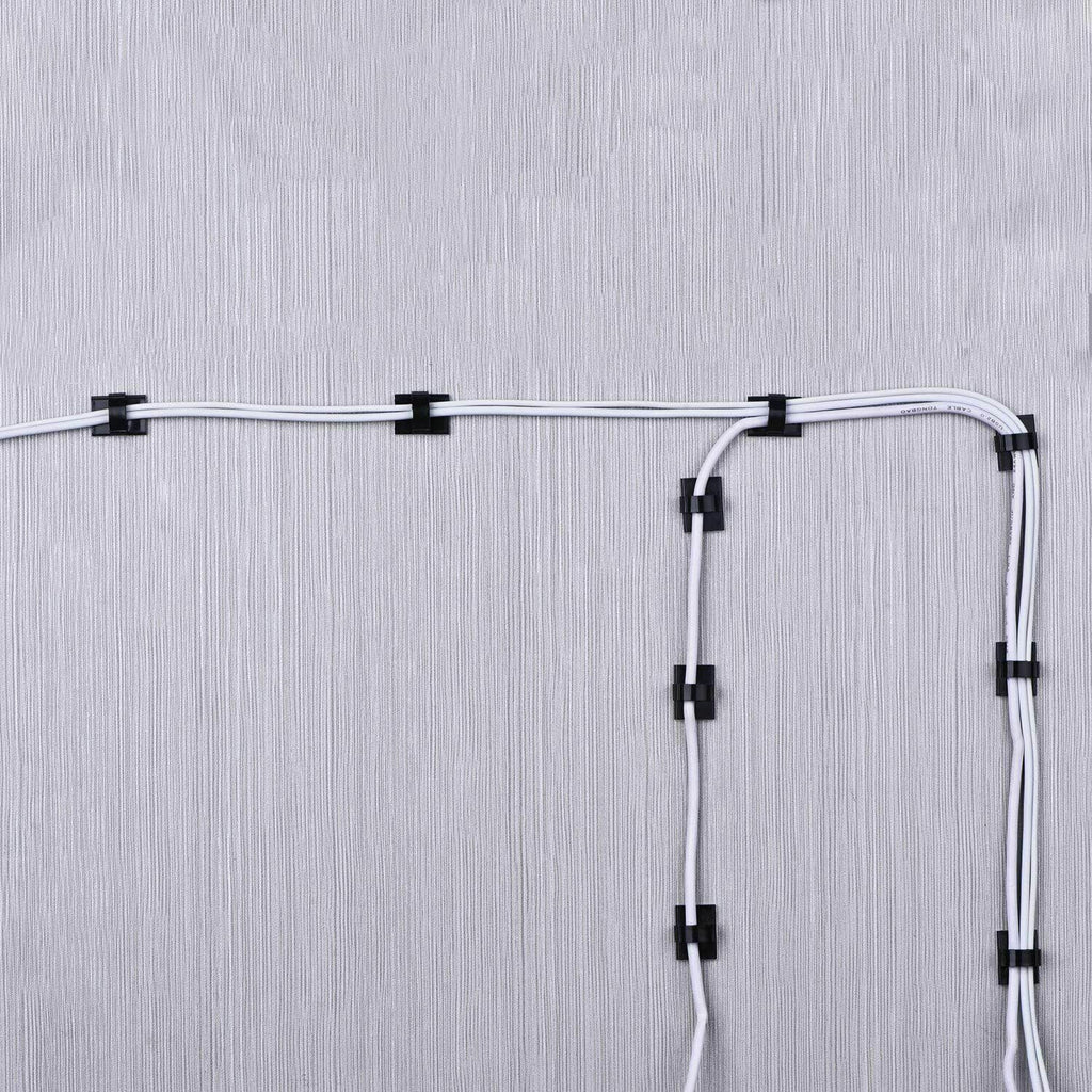 100pcs Stickable Clips Double-sided Tape Adhesive Cable Wire Clips Cable Management Wire Cable Holder Clamps Cable Tie Holder