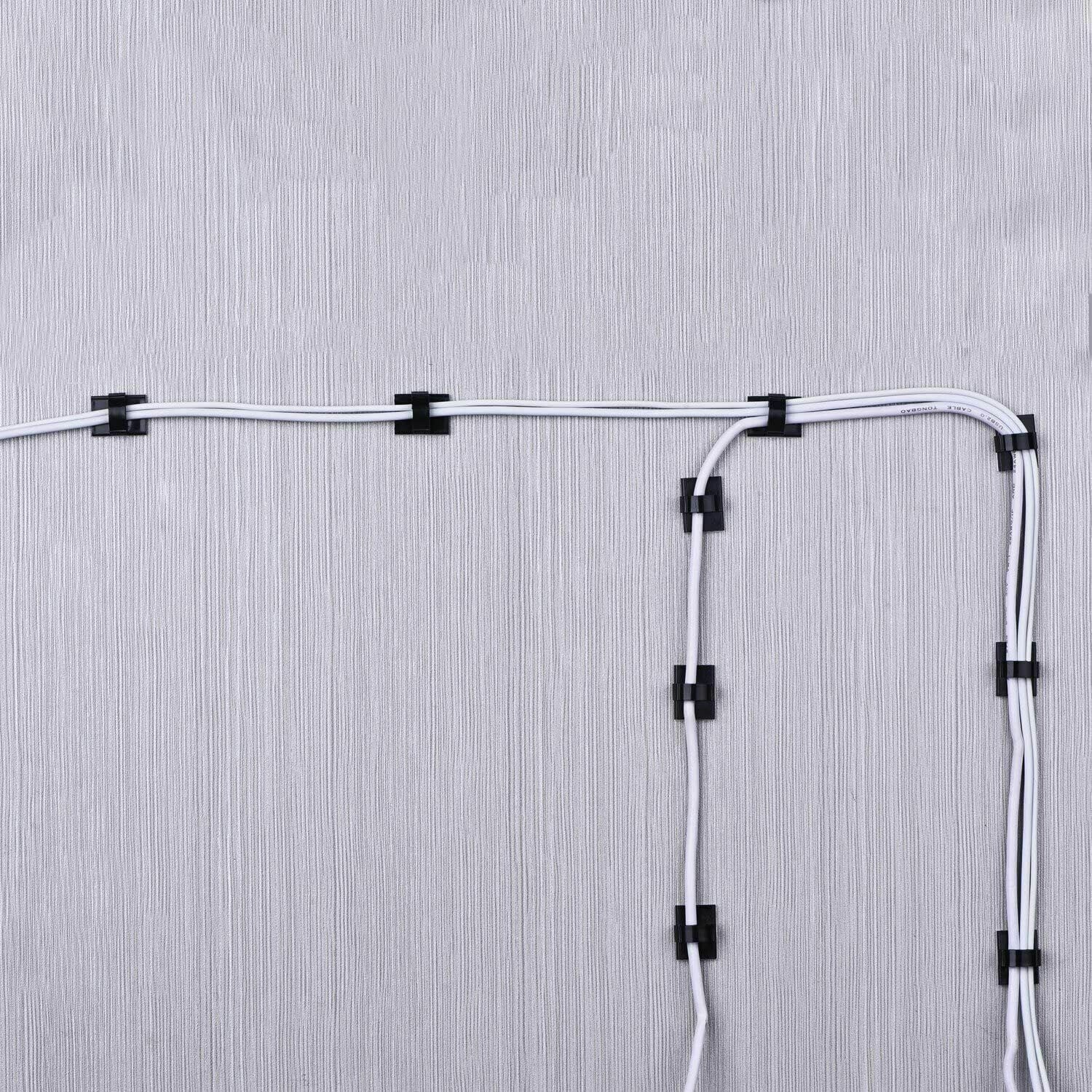100pcs Stickable Clips Double-sided Tape Adhesive Cable Wire Clips Cable Management Wire Cable Holder Clamps Cable Tie Holder