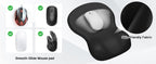 Ergonomic Mouse Pad with Wrist Rest, Black Mousepad with Wrist Support, Non-Slip Hard Base Mouse Pads, Portable for Office/Home
