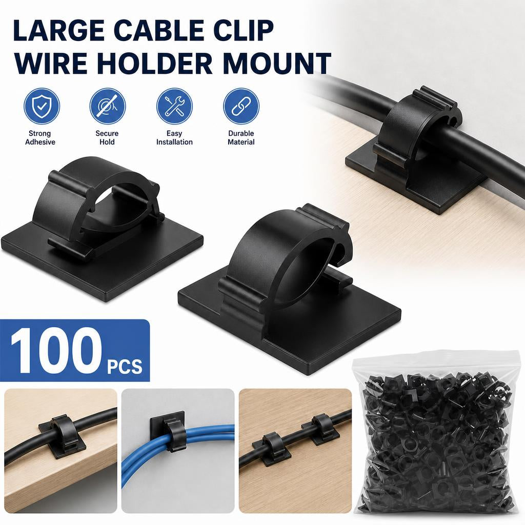 100pcs Stickable Clips Double-sided Tape Adhesive Cable Wire Clips Cable Management Wire Cable Holder Clamps Cable Tie Holder
