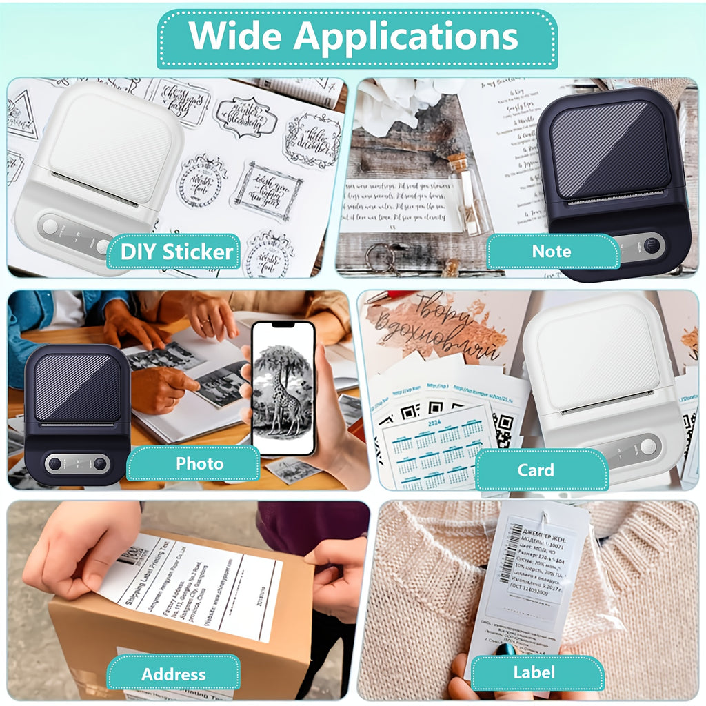 Mini Portable Thermal Printer 12-57mm Self-adhesive Label Printer Inkless Bluetooth Sticker Printing Machine like B21 Printer