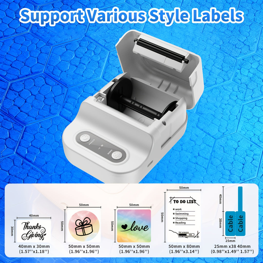 Mini Portable Thermal Printer 12-57mm Self-adhesive Label Printer Inkless Bluetooth Sticker Printing Machine like B21 Printer