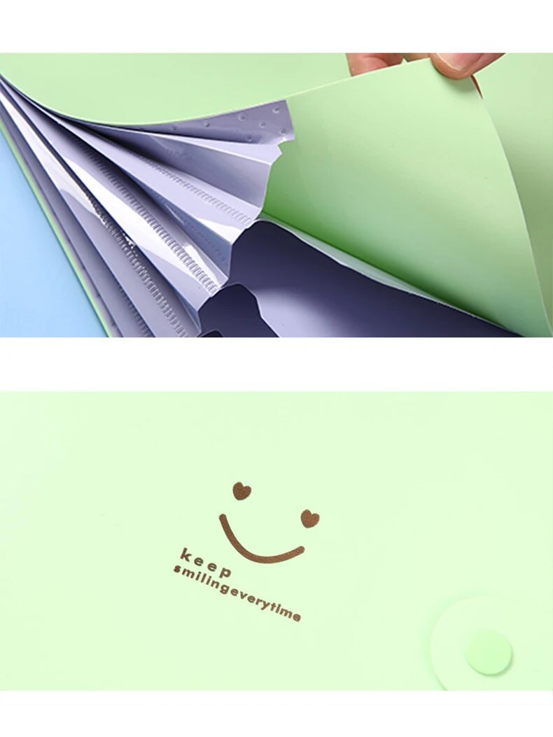 A4 Organ Folder 5 Layers Macaron Colors File Manager Storage Simple Folder for Student School and Office Stationery Supplies