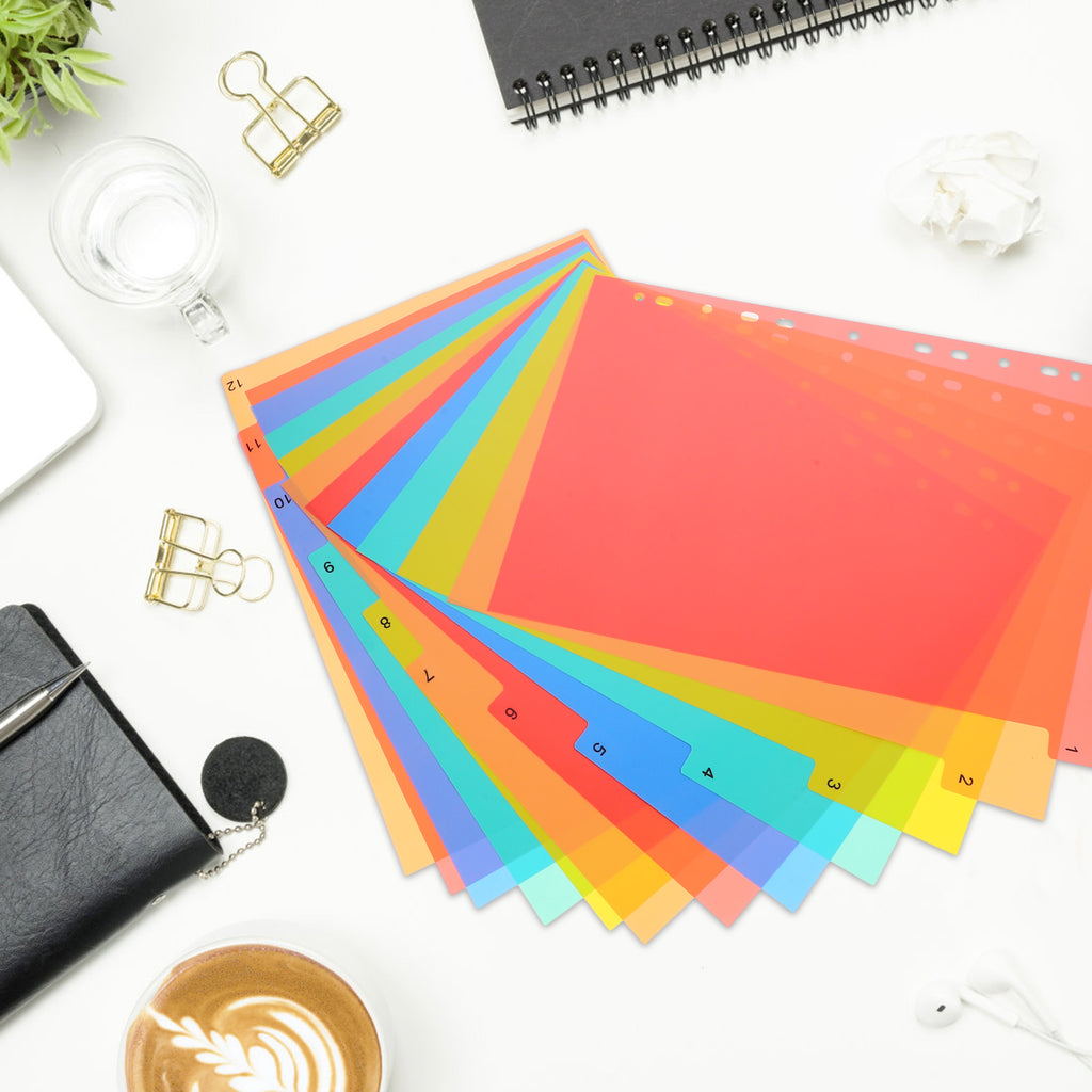 Plastic Binder Dividers A4 Loose-Leaf Writable Tabs Notebook Index Page Markers for Organizing Notebooks Journals Reports
