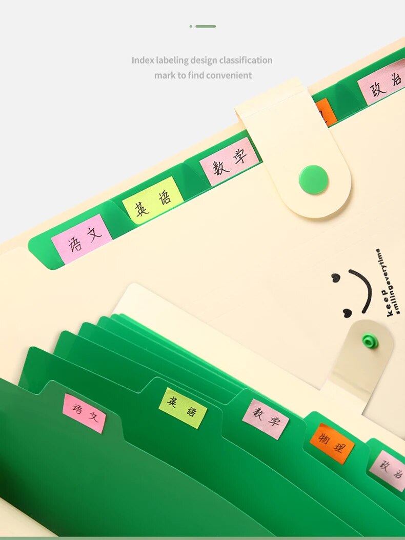 A4 Organ Folder 5 Layers Macaron Colors File Manager Storage Simple Folder for Student School and Office Stationery Supplies