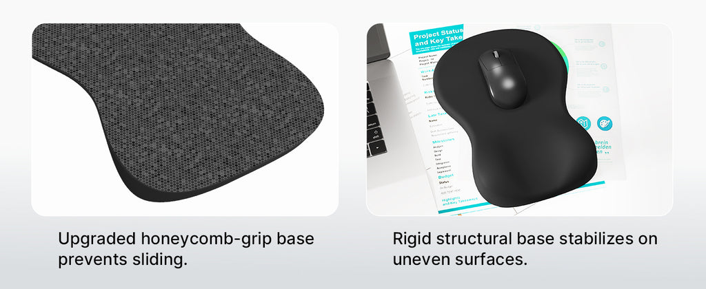 Ergonomic Mouse Pad with Wrist Rest, Black Mousepad with Wrist Support, Non-Slip Hard Base Mouse Pads, Portable for Office/Home
