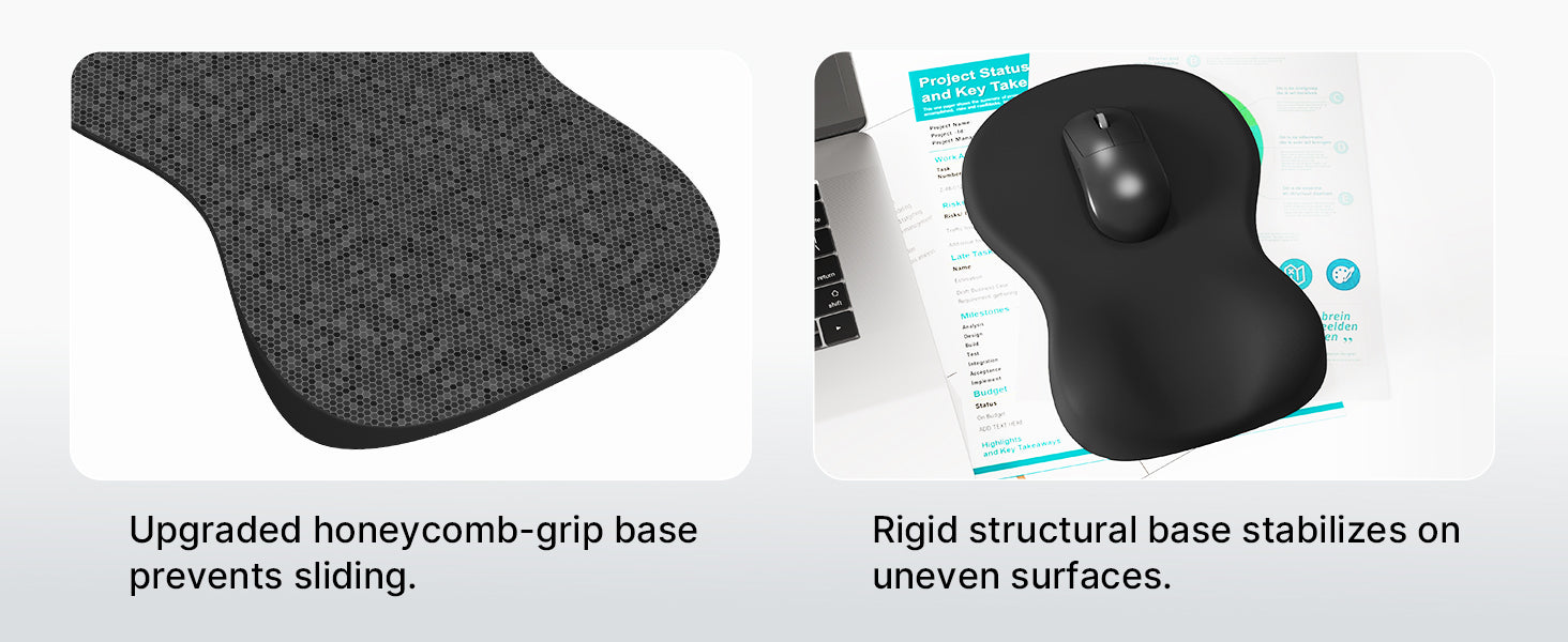 Ergonomic Mouse Pad with Wrist Rest, Black Mousepad with Wrist Support, Non-Slip Hard Base Mouse Pads, Portable for Office/Home