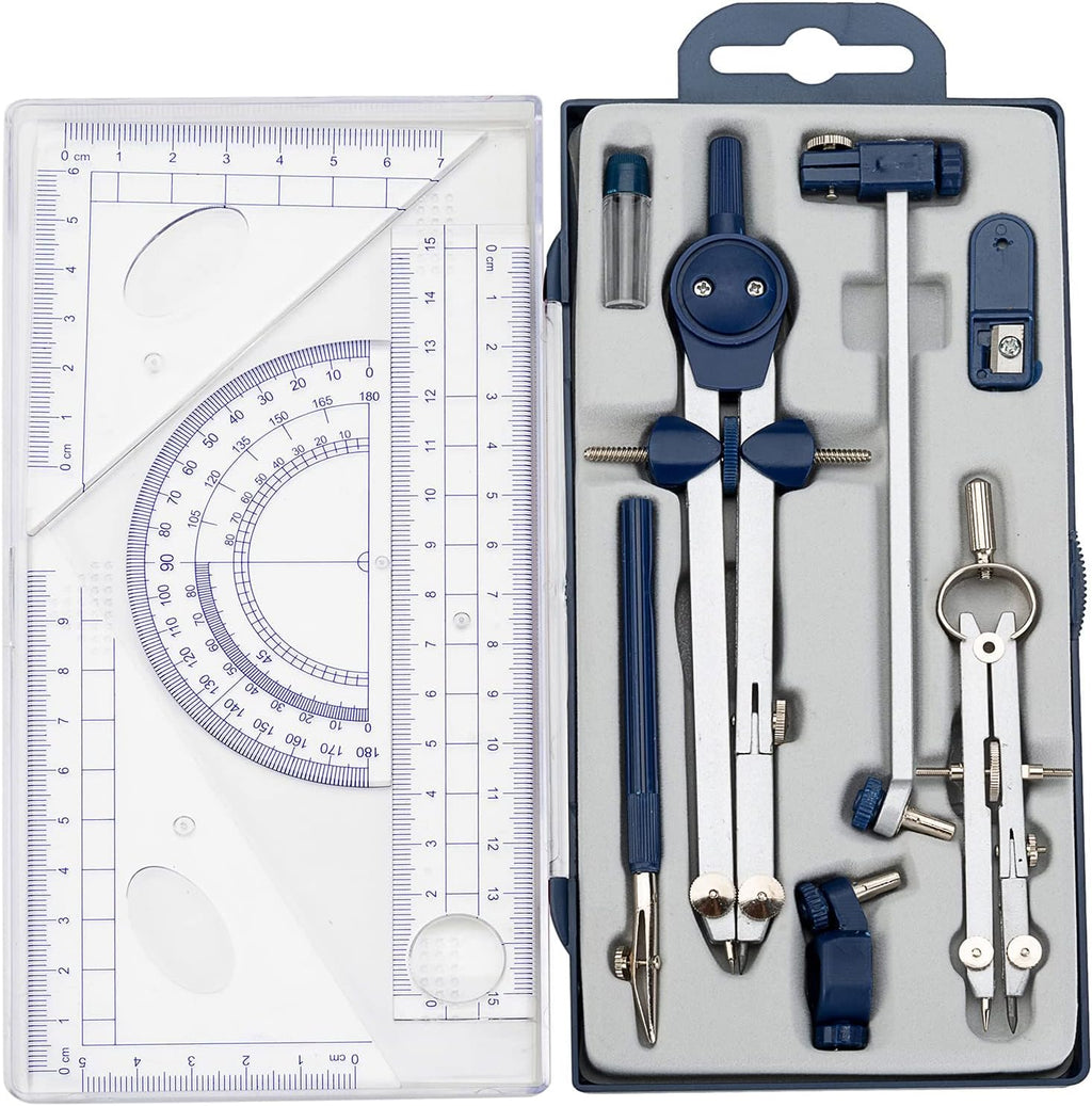13PCS Geometry Precision Drawing Tool Metal Geometry Kit Set Math Compass Drawing Tool for Kids Engineers Students Fast Shipping