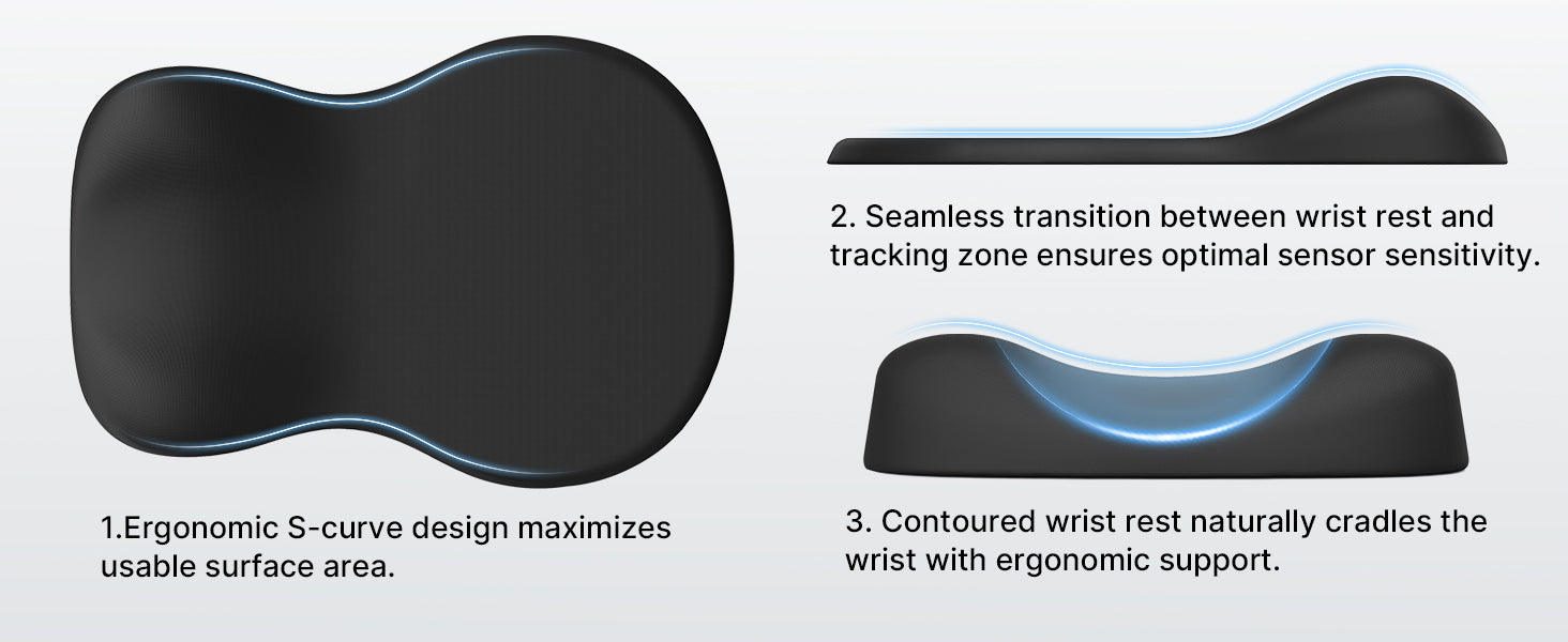 Ergonomic Mouse Pad with Wrist Rest, Black Mousepad with Wrist Support, Non-Slip Hard Base Mouse Pads, Portable for Office/Home