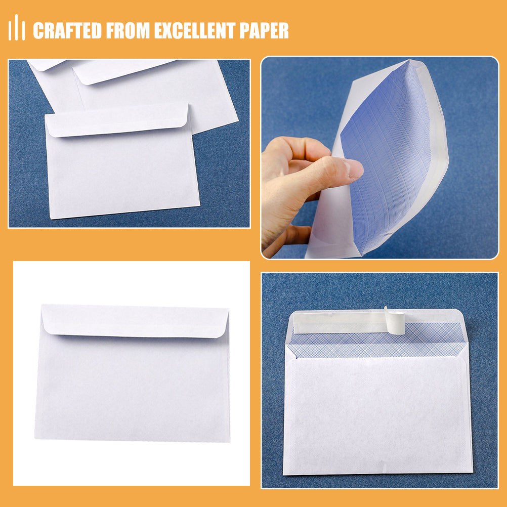 100pcs Self Seal Security Envelopes, Privacy Protection Plain White Paper Envelopes, Tamper Evident Self Adhesive Mailing
