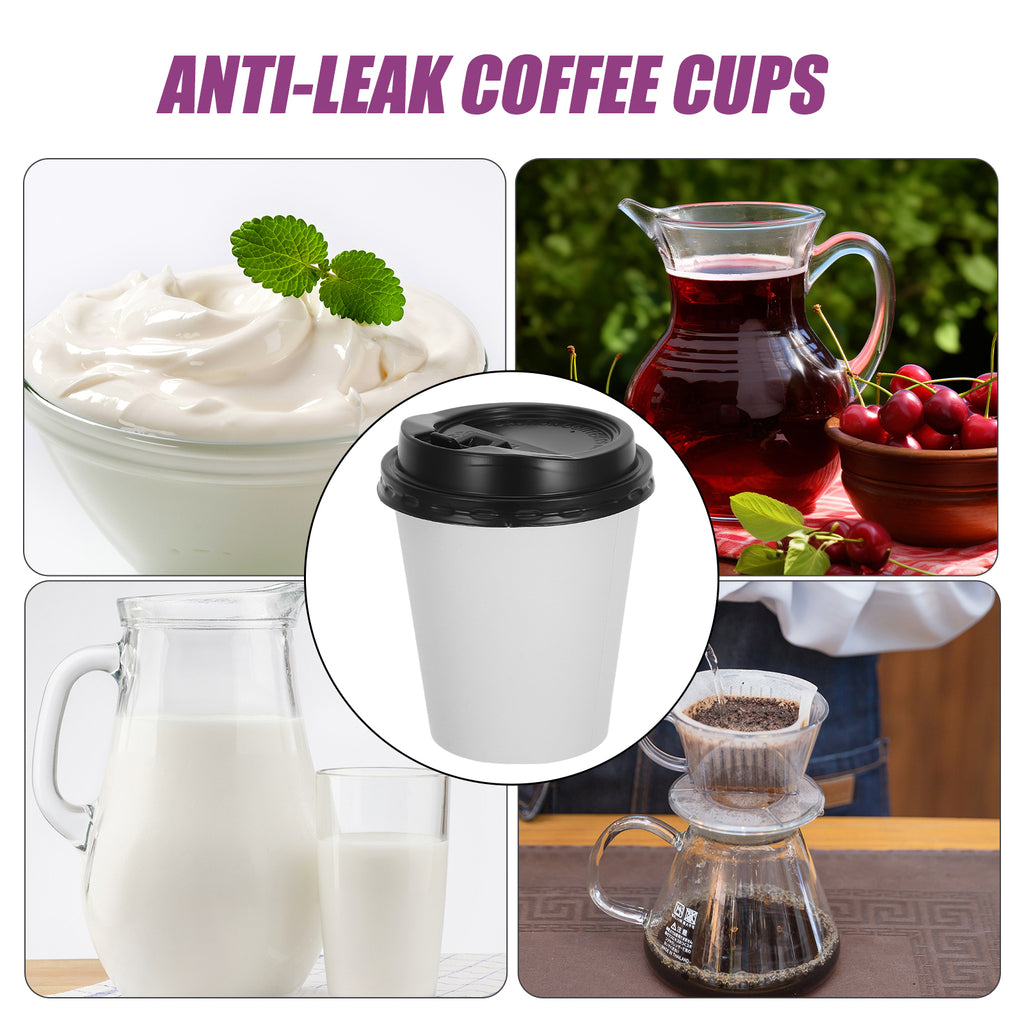 50pcs Disposable Coffee Cups Insulation Takeaway Double-Layer European Style Simplicity Paper Cup With Lid (8/12oz, 280/350ml)