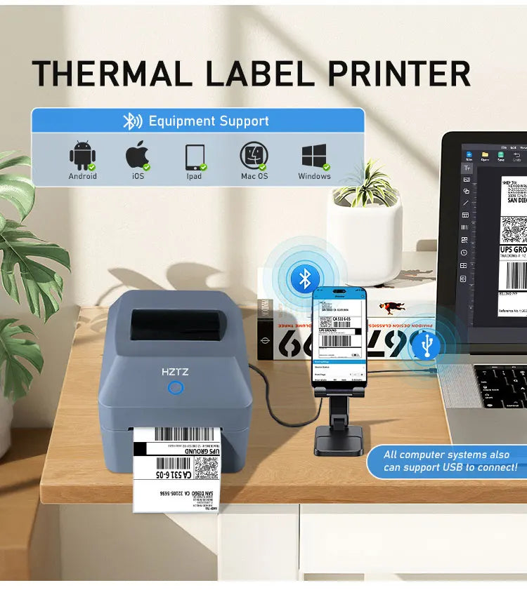 T40 4inch Shipping label/Express/Thermal Barcode Label printer 4x6 inches Label Maker Compatible with iPhone Android Mac Windows