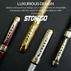 STONEGO 0.38mm Extra Fine Nib Fountain Pen, Black Metal Calligraphy Writing Gift Pen