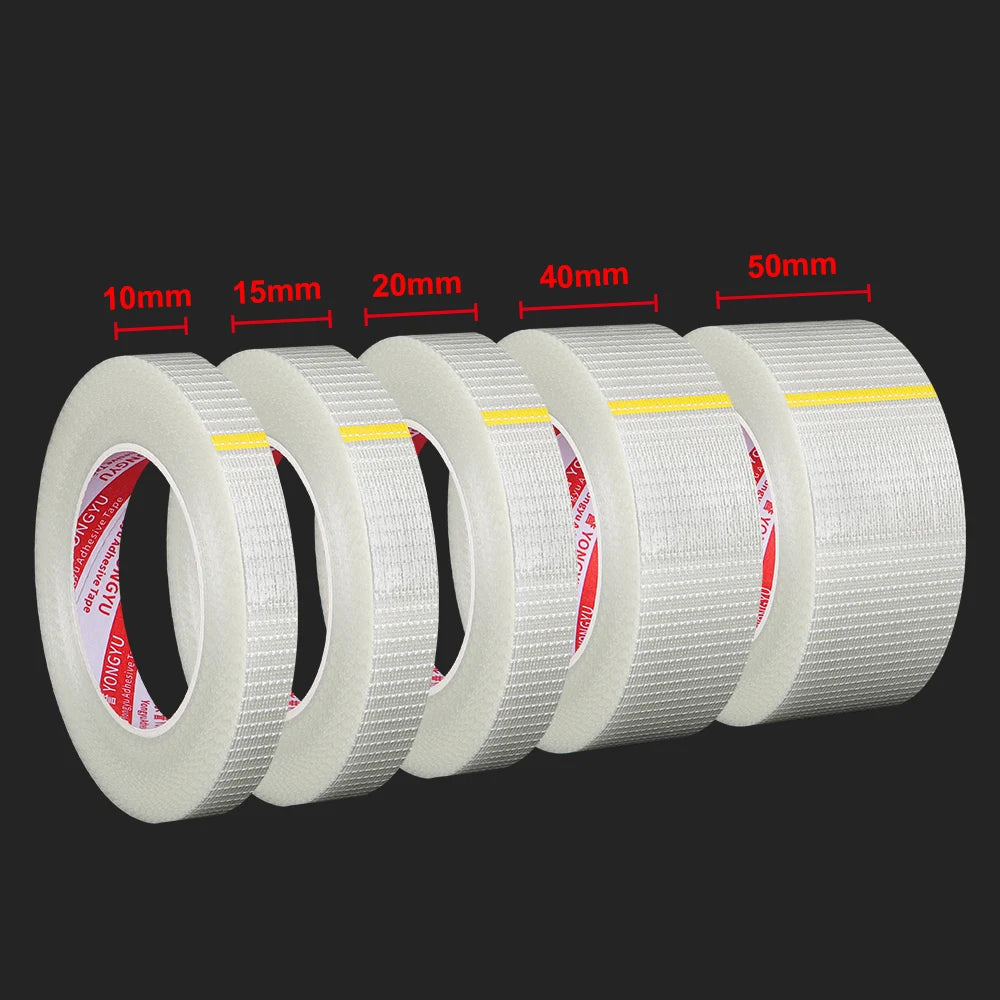 Heavy-Duty Transparent Fiberglass Strapping Tape - Super Strong, Waterproof, Single-Sided Adhesive with Carton Sealing Feature