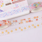 5Rolls Colorful Flowers Kawaii Transparent Sticker Tape DIY Decorative PET Material Tape Sketchbook Stickers School Supplies