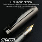 STONEGO 0.38mm Extra Fine Nib Fountain Pen, Black Metal Calligraphy Writing Gift Pen