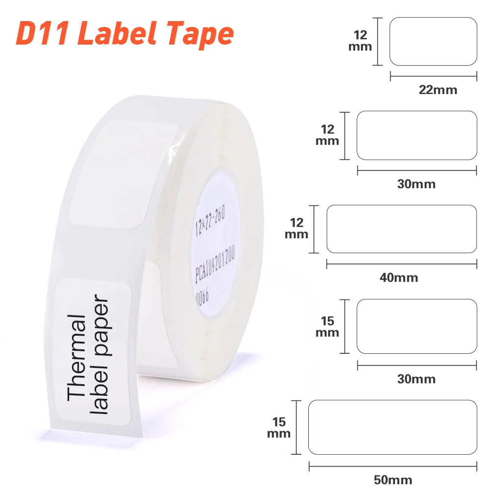 3/5/10 Rolls NiiMBOT D110 D11 D101 Offical Label Printer Sticker Various Size of White Color Paper Roll 12*40mm 15*30mm Anti-Oil