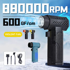 880000RPM Turbo Fan Jet Powerful Air Blower 10000mAh 600g Thrust 70m/s Wind Brushless Duster, vacuum leaf Removal Dryer for car