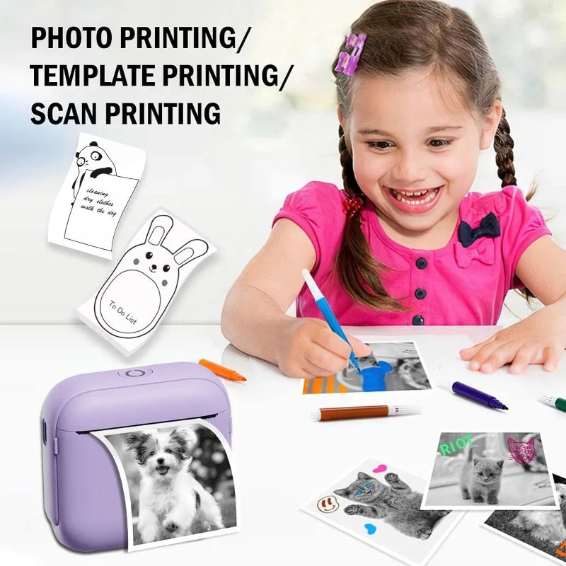 Wireless Mini Printer - Portable Thermal Label Maker Kit, 203dpi HD Printing, Multi-Function Printing, Supports Wireless/USB/Bat