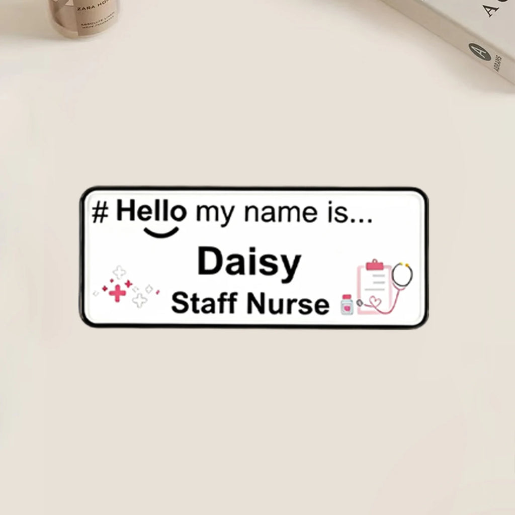 Personalized Acrylic Name Tag, Custom Text Pin Badge, Cute Uniform Name Plate, Nurse Teacher Retail Staff ID Badge.