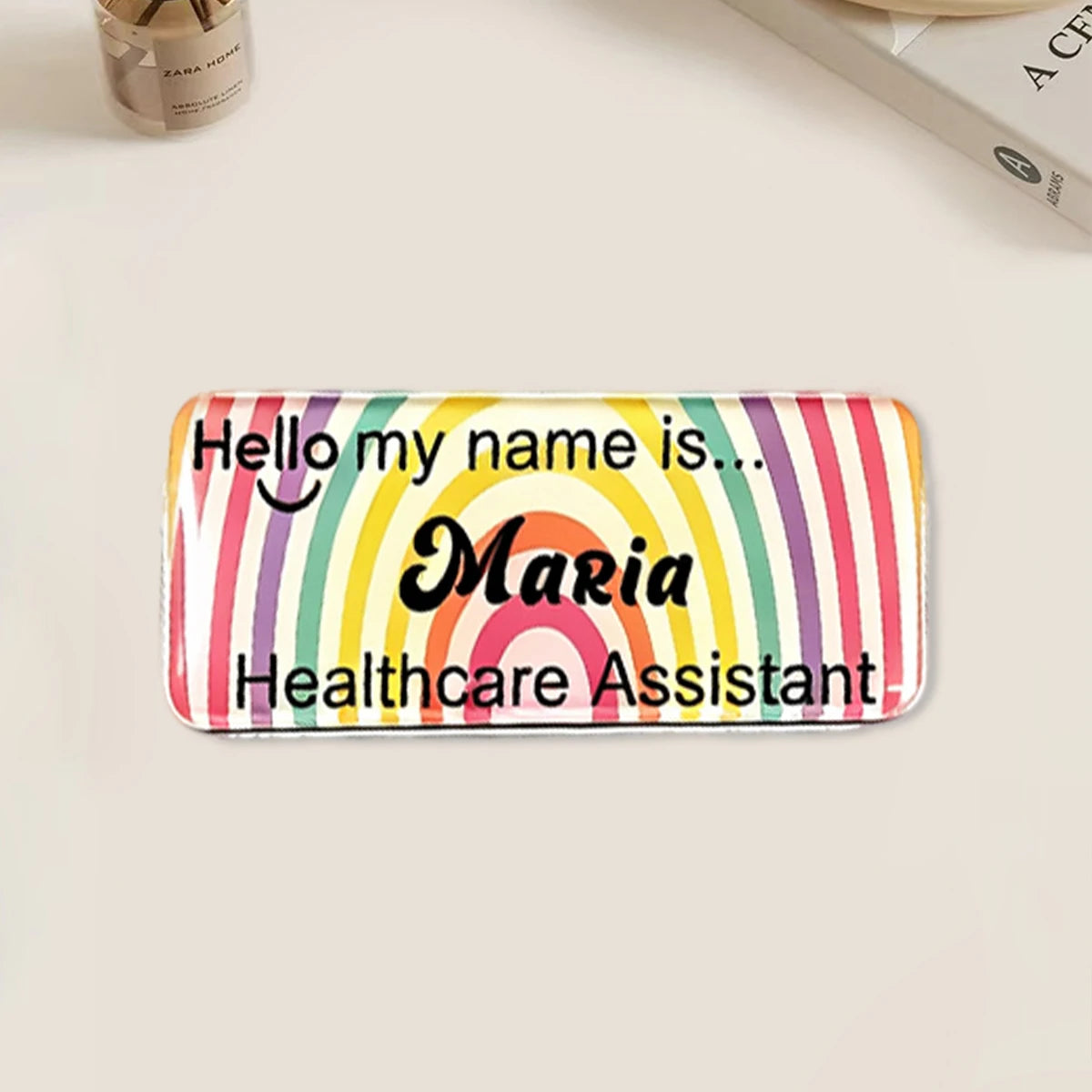 Personalized Acrylic Name Tag, Custom Text Pin Badge, Cute Uniform Name Plate, Nurse Teacher Retail Staff ID Badge.