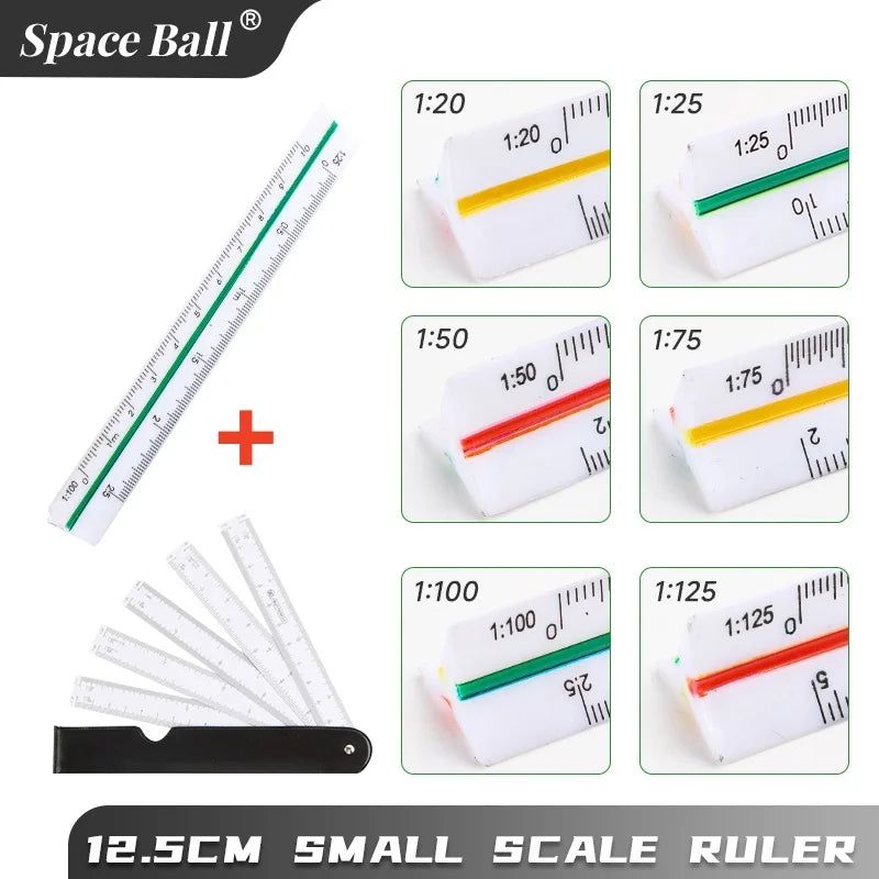 Space Ball Multi-functional Triangular Ruler Student Stationery 12.5/30cm Drafting Tool Scale Ruler Architect Technical Ruler