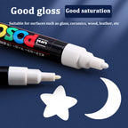 Posca White Marker Brush, Permanent Waterproof Non-fading High Gloss Mark Pens-Rock Art/Fabric Paint/Shoe Graffiti/Poster Making