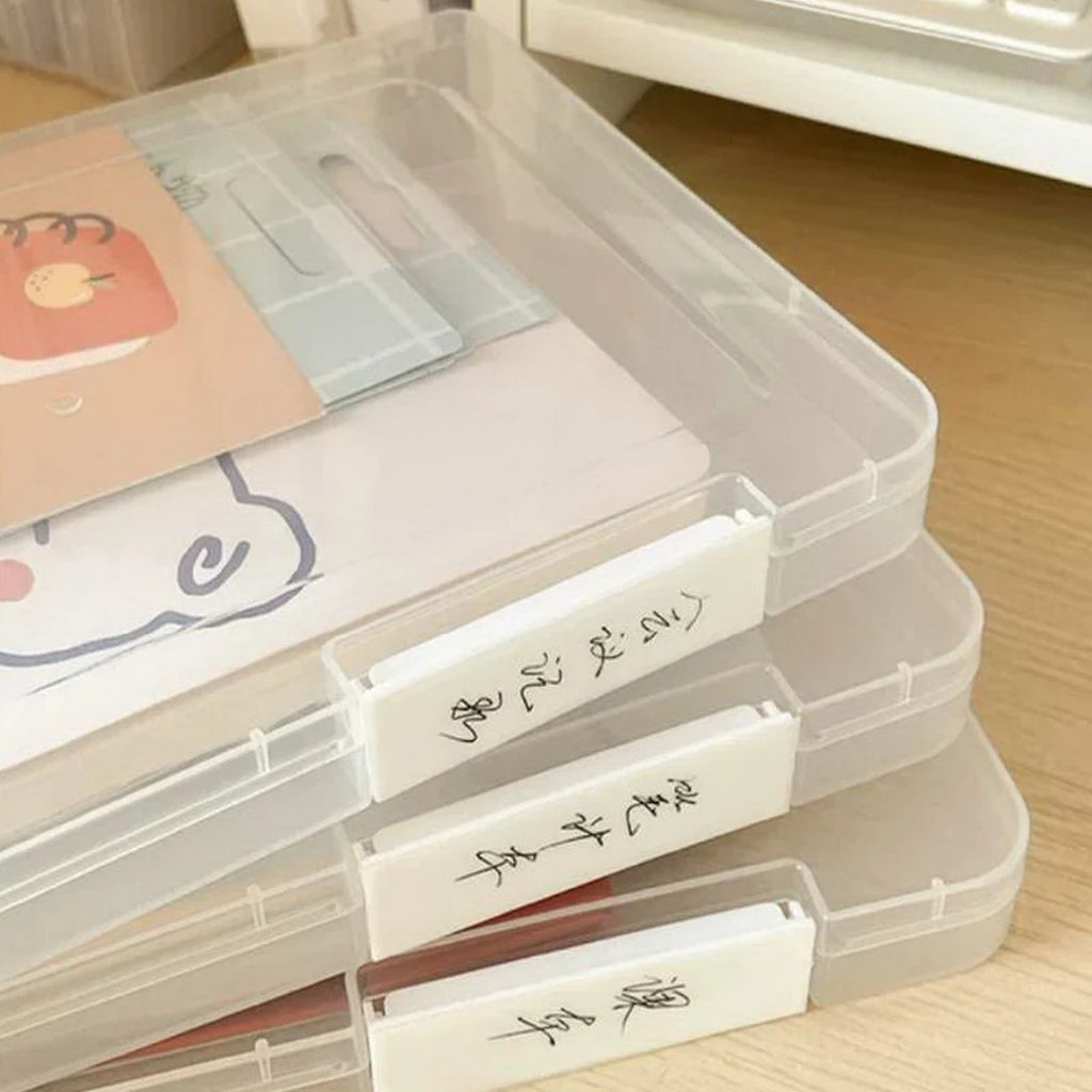 Plastic Clear File Storage Box, PP Material, Transparent Flat Rectangular Storage Box, Waterproof Dustproof Office File Box