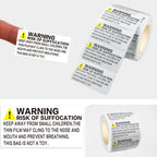 500 Pcs Suffocation Warning Labels Roll, Safety Notice Stickers for Plastic Bags, Packaging, Storage and Shipping Use