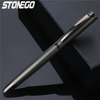 STONEGO 0.38mm Extra Fine Nib Fountain Pen, Black Metal Calligraphy Writing Gift Pen