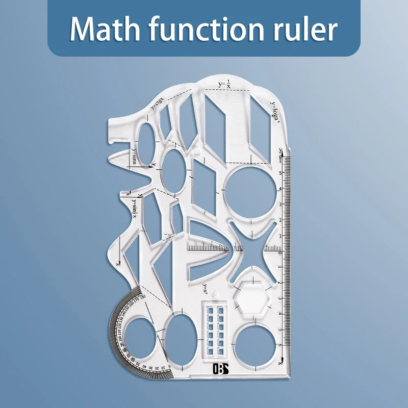Multifunctional Geometric Function Ruler Set Mathematics Drawing Template Measuring Tool for Student School Office Supplies