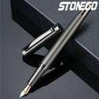 STONEGO 0.38mm Extra Fine Nib Fountain Pen, Black Metal Calligraphy Writing Gift Pen