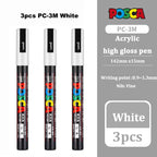 Posca White Marker Brush, Permanent Waterproof Non-fading High Gloss Mark Pens-Rock Art/Fabric Paint/Shoe Graffiti/Poster Making