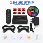 HDMI Sync TV Backlight for 40-85 Inch TVs, No App Needed Gaming Lights with Real-Time Color Matching, for Xmas Home Theater