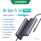UGREEN 10Gbps USB C HUB 4K60Hz Type-C to HDMI RJ45 PD100W SD&TF USB Adapter for Macbook iPad Samsung Laptop Accessories Docking