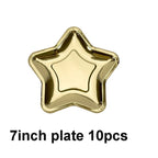 10Pcs Five Pointed Star Paper Plate Gold Silver Color Disposable Tableware Baby Shower Birthday Wedding Christmas Party Supplies