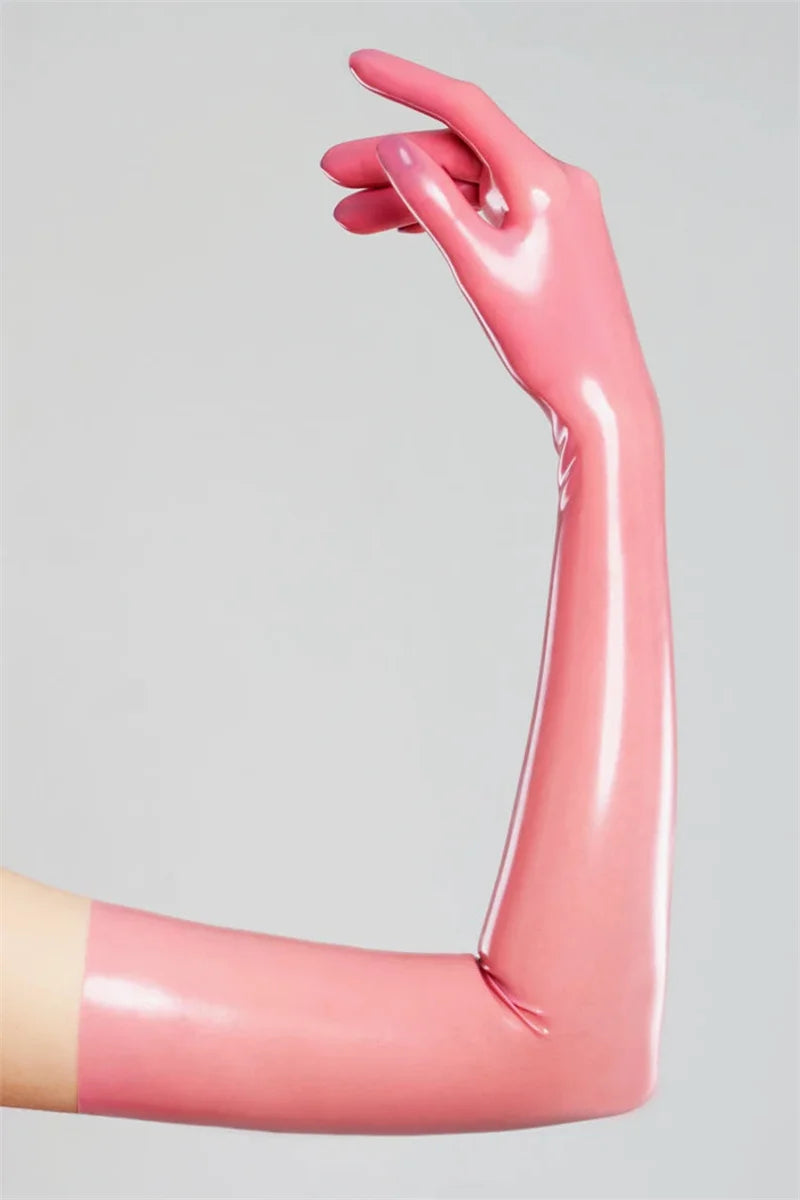 latex fetish gloves women  gummi wetlook long opera sexy glooves
