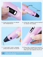 3D Pen With LCD Screen Compatible PLA Filament Toys 3D Drawing Printing Pen for Children DIY Christmas Birthday Gift