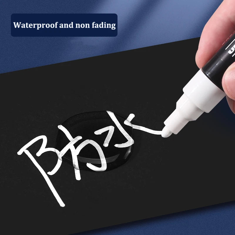 Posca White Marker Brush, Permanent Waterproof Non-fading High Gloss Mark Pens-Rock Art/Fabric Paint/Shoe Graffiti/Poster Making