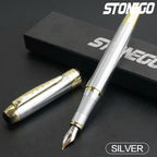 STONEGO 0.38mm Extra Fine Nib Fountain Pen, Black Metal Calligraphy Writing Gift Pen