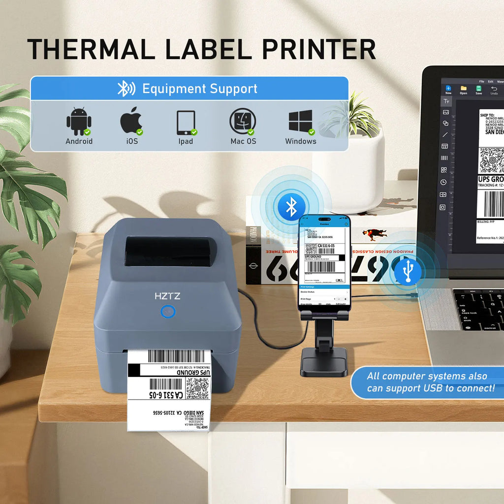 T40 4inch Shipping label/Express/Thermal Barcode Label printer 4x6 inches Label Maker Compatible with iPhone Android Mac Windows