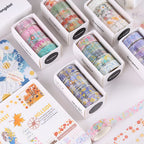 5Rolls Colorful Flowers Kawaii Transparent Sticker Tape DIY Decorative PET Material Tape Sketchbook Stickers School Supplies