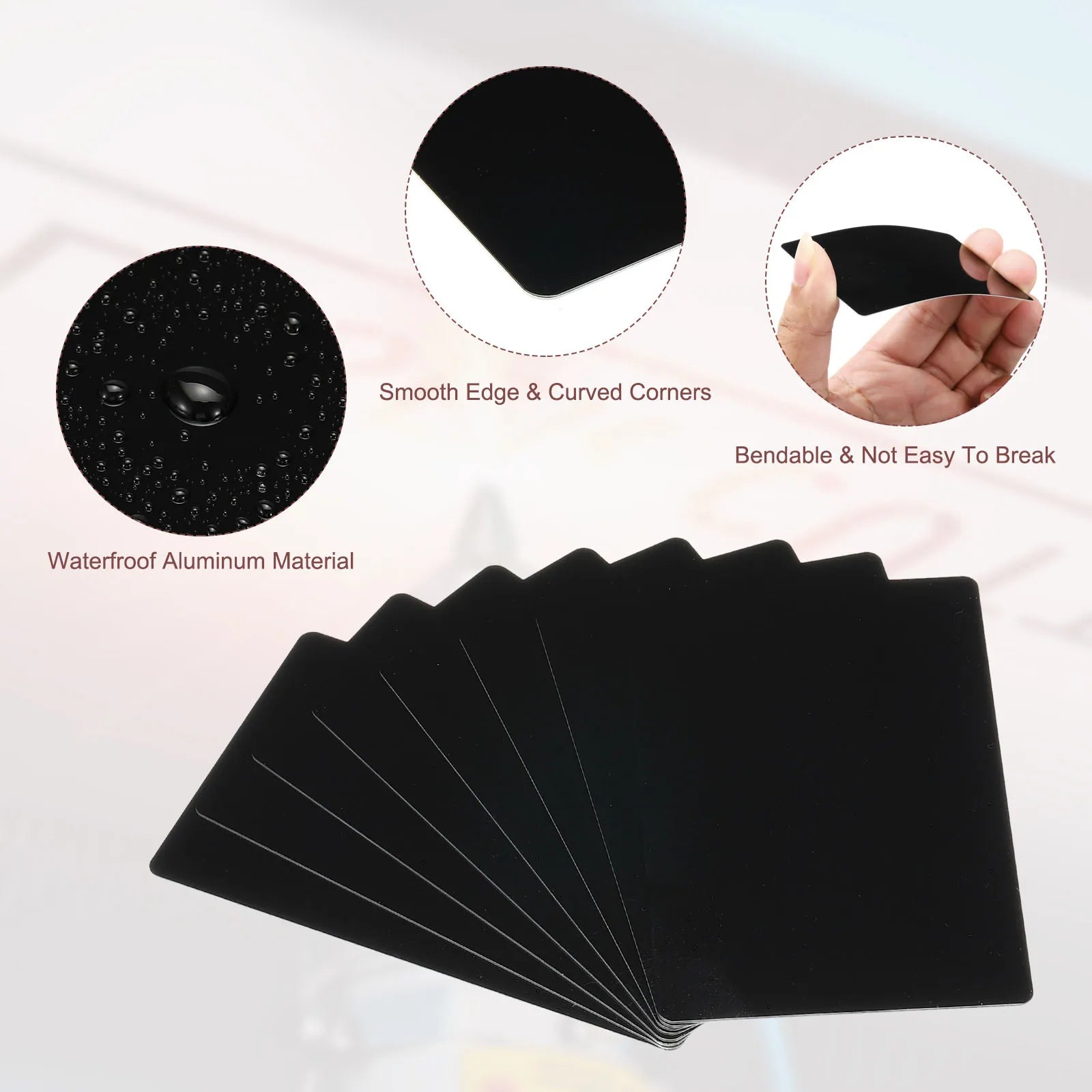 100/200/300Pcs Blank Metal Business Cards 0.21mm Thick 3.4x2.1 Inch Aluminum Laser Engrave Printable Name Card for Custom DIY