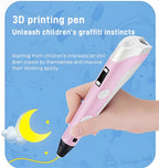 3D Pen With LCD Screen Compatible PLA Filament Toys 3D Drawing Printing Pen for Children DIY Christmas Birthday Gift