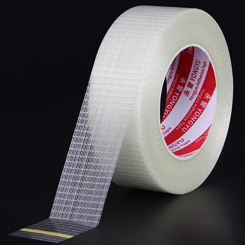 Heavy-Duty Transparent Fiberglass Strapping Tape - Super Strong, Waterproof, Single-Sided Adhesive with Carton Sealing Feature